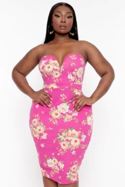 Plus Size Floral Print Bodycon Dress - Hot Pink 6 Plus Size Floral Print Bodycon Dress - Hot Pink -Kitchensuppliesdeal curvy sense dresses plus size floral print bodycon dress hot pink 31728960766049