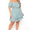 Plus Size Floral Sienna Swiss Dot Dress -Turquoise -Kitchensuppliesdeal curvy sense dresses plus size floral sienna swiss dot dress turquoise 30026201202785