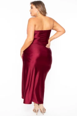 Plus Size Francesca Strapless Dress - Wine -Kitchensuppliesdeal curvy sense dresses plus size francesca strapless dress wine 29591091642465