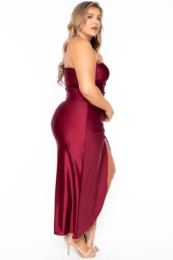 Plus Size Francesca Strapless Dress - Wine -Kitchensuppliesdeal curvy sense dresses plus size francesca strapless dress wine 29591091708001