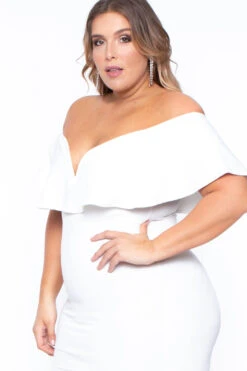 Plus Size Frill Bodycon Dress - Ivory 5 Plus Size Frill Bodycon Dress - Ivory -Kitchensuppliesdeal curvy sense dresses plus size frill bodycon dress ivory 29591132799073
