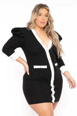 Plus Size Georgina Puff Sleeve Dress - Black 4 Plus Size Georgina Puff Sleeve Dress - Black -Kitchensuppliesdeal curvy sense dresses plus size georgina puff sleeve dress black 31792239902817
