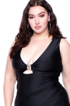 Plus Size Gigi Metallic Emblem Dress - Black -Kitchensuppliesdeal curvy sense dresses plus size gigi metallic emblem dress black 29590494281825