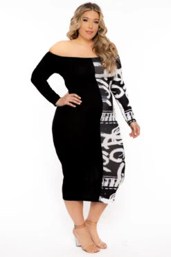 Plus Size Graffiti Half & Half Dress - Black 4 Plus Size Graffiti Half & Half Dress - Black -Kitchensuppliesdeal curvy sense dresses plus size graffiti half half dress black 31343051309153