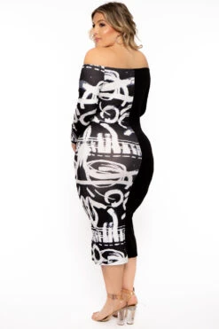 Plus Size Graffiti Half & Half Dress - Black 5 Plus Size Graffiti Half & Half Dress - Black -Kitchensuppliesdeal curvy sense dresses plus size graffiti half half dress black 31343051767905