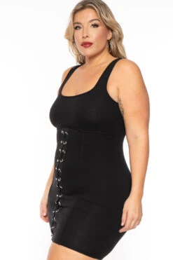 Plus Size Grommet Bodycon Dress - Black -Kitchensuppliesdeal curvy sense dresses plus size grommet bodycon dress black 30453416820833