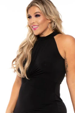 Plus Size Halter Knotted Dress - Black -Kitchensuppliesdeal curvy sense dresses plus size halter knotted dress black 30232752488545