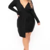 Plus Size Inessa Twist Front Ribbed Dress- Black -Kitchensuppliesdeal curvy sense dresses plus size inessa twist front ribbed dress black 31186169233505