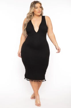 Plus Size Jane Ribbed Midi Dress - Black 6 Plus Size Jane Ribbed Midi Dress - Black -Kitchensuppliesdeal curvy sense dresses plus size jane ribbed midi dress black 31791539421281