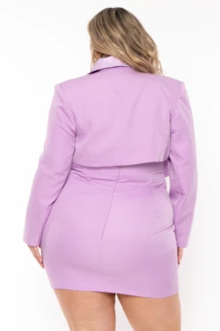 Plus Size Jewel Button Mini Dress With Cropped Jacket Mini Dress Set- Lavender 5 Plus Size Jewel Button Mini Dress With Cropped Jacket Mini Dress Set- Lavender -Kitchensuppliesdeal curvy sense dresses plus size jewel button mini dress with cropped jacket mini dress set lavender 32188049653857