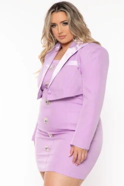 Plus Size Jewel Button Mini Dress With Cropped Jacket Mini Dress Set- Lavender 4 Plus Size Jewel Button Mini Dress With Cropped Jacket Mini Dress Set- Lavender -Kitchensuppliesdeal curvy sense dresses plus size jewel button mini dress with cropped jacket mini dress set lavender 32188049686625