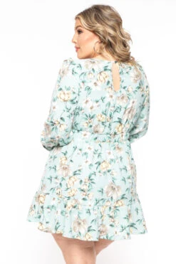 Plus Size Jocelyn Ruffle Flare Floral Dress- Blue 4 Plus Size Jocelyn Ruffle Flare Floral Dress- Blue -Kitchensuppliesdeal curvy sense dresses plus size jocelyn ruffle flare floral dress blue 31383952588897