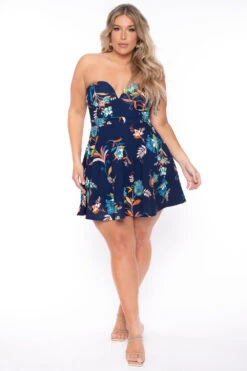 Plus Size Kaila Floral Dress- Blue 5 Plus Size Kaila Floral Dress- Blue -Kitchensuppliesdeal curvy sense dresses plus size kaila floral dress blue 29439791464545