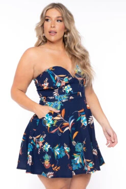 Plus Size Kaila Floral Dress- Blue 4 Plus Size Kaila Floral Dress- Blue -Kitchensuppliesdeal curvy sense dresses plus size kaila floral dress blue 29448321007713
