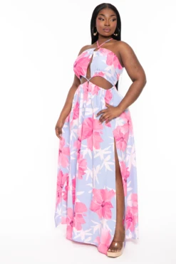 Plus Size Kalena Twist Front Maxi Dress - Pink 5 Plus Size Kalena Twist Front Maxi Dress - Pink -Kitchensuppliesdeal curvy sense dresses plus size kalena twist front maxi dress pink 32074747281505