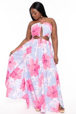 Plus Size Kalena Twist Front Maxi Dress - Pink 4 Plus Size Kalena Twist Front Maxi Dress - Pink -Kitchensuppliesdeal curvy sense dresses plus size kalena twist front maxi dress pink 32074747314273