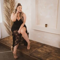 Plus Size Karisma Ruffle Lace Dress - Black -Kitchensuppliesdeal curvy sense dresses plus size karisma ruffle lace dress black 31475877937249