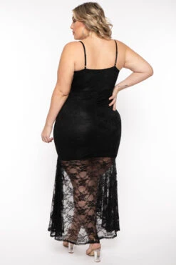 Plus Size Karisma Ruffle Lace Dress - Black -Kitchensuppliesdeal curvy sense dresses plus size karisma ruffle lace dress black 31614469865569