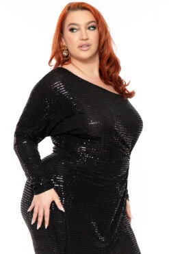 Plus Size Kasandra Sequins Dress - Black -Kitchensuppliesdeal curvy sense dresses plus size kasandra sequins dress black 30513186078817