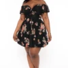 Plus Size Kayla Floral Mesh Dress - Black -Kitchensuppliesdeal curvy sense dresses plus size kayla floral mesh dress black 32213087060065
