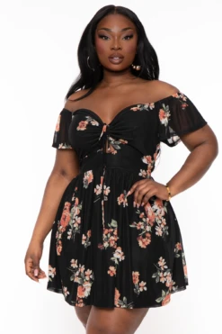Plus Size Kayla Floral Mesh Dress - Black 4 Plus Size Kayla Floral Mesh Dress - Black -Kitchensuppliesdeal curvy sense dresses plus size kayla floral mesh dress black 32213088469089