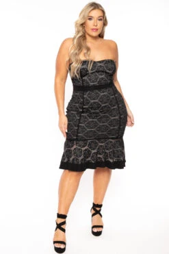 Plus Size Laurie Embroidered Lace Dress - Black -Kitchensuppliesdeal curvy sense dresses plus size laurie embroidered lace dress black 30103442620513