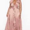 Plus Size Leonora Ruffle Satin Dress - Mauve 2 Plus Size Leonora Ruffle Satin Dress - Mauve -Kitchensuppliesdeal curvy sense dresses plus size leonora ruffle satin dress mauve 32127416434785