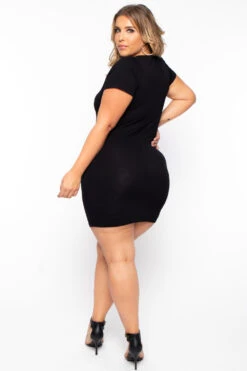 Plus Size Little Black Bodycon Dress - Black -Kitchensuppliesdeal curvy sense dresses plus size little black bodycon dress black 29445893128289