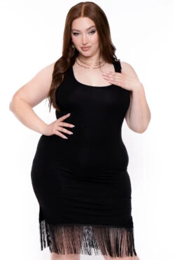 Plus Size Lola Fringe Dress- Black 5 Plus Size Lola Fringe Dress- Black -Kitchensuppliesdeal curvy sense dresses plus size lola fringe dress black 29439937773665