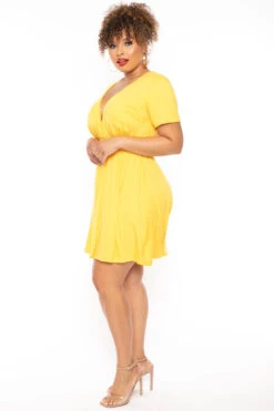 Plus Size Lucy Flare Dress - Yellow 4 Plus Size Lucy Flare Dress - Yellow -Kitchensuppliesdeal curvy sense dresses plus size lucy flare dress yellow 30453312946273