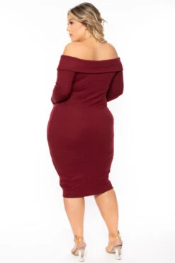 Plus Size Lydia Faux Cashmere Dress- Burgundy -Kitchensuppliesdeal curvy sense dresses plus size lydia faux cashmere dress burgundy 30931234619489