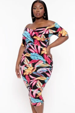 Plus Size Lydia Leaf Print Dress- Black -Kitchensuppliesdeal curvy sense dresses plus size lydia leaf print dress black 31923619954785