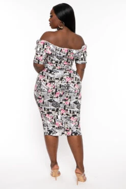 Plus Size Lydia Newspaper Print Dress- Multi 4 Plus Size Lydia Newspaper Print Dress- Multi -Kitchensuppliesdeal curvy sense dresses plus size lydia newspaper print dress multi 31919195095137