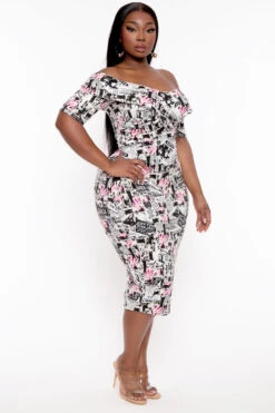 Plus Size Lydia Newspaper Print Dress- Multi 6 Plus Size Lydia Newspaper Print Dress- Multi -Kitchensuppliesdeal curvy sense dresses plus size lydia newspaper print dress multi 31923596787809
