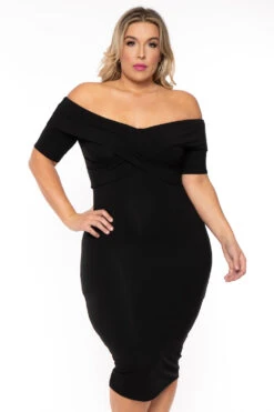 Plus Size Lydia Off The Shoulder Short Sleeve Dress- Black -Kitchensuppliesdeal curvy sense dresses plus size lydia off the shoulder short sleeve dress black 30598777995361