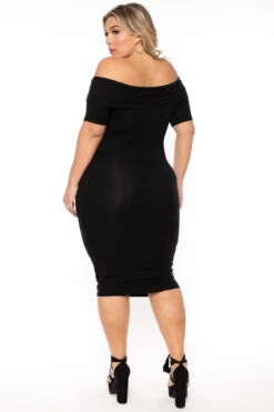 Plus Size Lydia Off The Shoulder Short Sleeve Dress- Black -Kitchensuppliesdeal curvy sense dresses plus size lydia off the shoulder short sleeve dress black 30598778060897