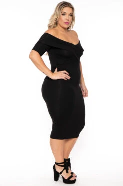 Plus Size Lydia Off The Shoulder Short Sleeve Dress- Black -Kitchensuppliesdeal curvy sense dresses plus size lydia off the shoulder short sleeve dress black 30598778585185