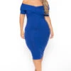 Plus Size Lydia Off The Shoulder Short Sleeve Dress- Blue 2 Plus Size Lydia Off The Shoulder Short Sleeve Dress- Blue -Kitchensuppliesdeal curvy sense dresses plus size lydia off the shoulder short sleeve dress blue 30026231644257