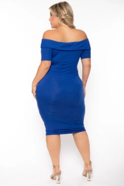 Plus Size Lydia Off The Shoulder Short Sleeve Dress- Blue -Kitchensuppliesdeal curvy sense dresses plus size lydia off the shoulder short sleeve dress blue 30026239279201