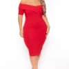 Plus Size Lydia Off The Shoulder Short Sleeve Dress- Red 1 Plus Size Lydia Off The Shoulder Short Sleeve Dress- Red -Kitchensuppliesdeal curvy sense dresses plus size lydia off the shoulder short sleeve dress red 30020895178849