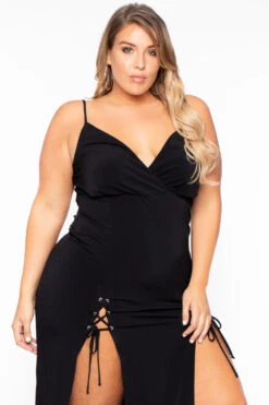 Plus Size Melissa M-Slit Dress - Black 9 Plus Size Melissa M-Slit Dress - Black -Kitchensuppliesdeal curvy sense dresses plus size melissa m slit dress black 29591946592353