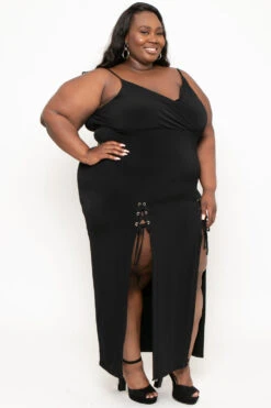 Plus Size Melissa M-Slit Dress - Black 8 Plus Size Melissa M-Slit Dress - Black -Kitchensuppliesdeal curvy sense dresses plus size melissa m slit dress black 29591947247713