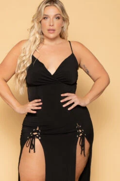 Plus Size Melissa M-Slit Dress - Black 5 Plus Size Melissa M-Slit Dress - Black -Kitchensuppliesdeal curvy sense dresses plus size melissa m slit dress black 29708873728097