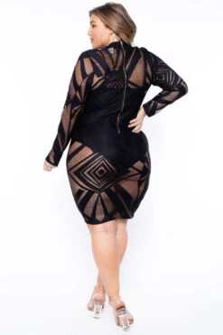 Plus Size Mesh Burn Out Dress - Black 4 Plus Size Mesh Burn Out Dress - Black -Kitchensuppliesdeal curvy sense dresses plus size mesh burn out dress black 29445566759009