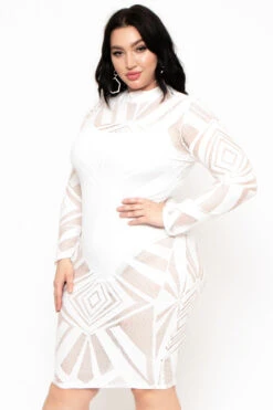 Plus Size Mesh Burn Out Dress - Ivory 4 Plus Size Mesh Burn Out Dress - Ivory -Kitchensuppliesdeal curvy sense dresses plus size mesh burn out dress ivory 29446659178593
