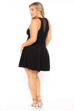 Plus Size Mesh-Inset Flare Dress - Black 4 Plus Size Mesh-Inset Flare Dress - Black -Kitchensuppliesdeal curvy sense dresses plus size mesh inset flare dress black 30077774659681