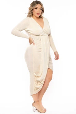 Plus Size Moon Kissed Slinky Bodycon Dress - Cream -Kitchensuppliesdeal curvy sense dresses plus size moon kissed slinky bodycon dress cream 31181035503713