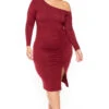 Plus Size Nadia One Shoulder Dress- Burgundy 2 Plus Size Nadia One Shoulder Dress- Burgundy -Kitchensuppliesdeal curvy sense dresses plus size nadia one shoulder dress burgundy 30337333493857