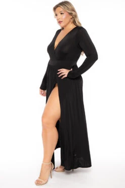 Plus Size Naomi M-Slit Dress- Black 5 Plus Size Naomi M-Slit Dress- Black -Kitchensuppliesdeal curvy sense dresses plus size naomi m slit dress black 30445748027489