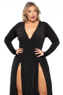 Plus Size Naomi M-Slit Dress- Black 7 Plus Size Naomi M-Slit Dress- Black -Kitchensuppliesdeal curvy sense dresses plus size naomi m slit dress black 30445748846689